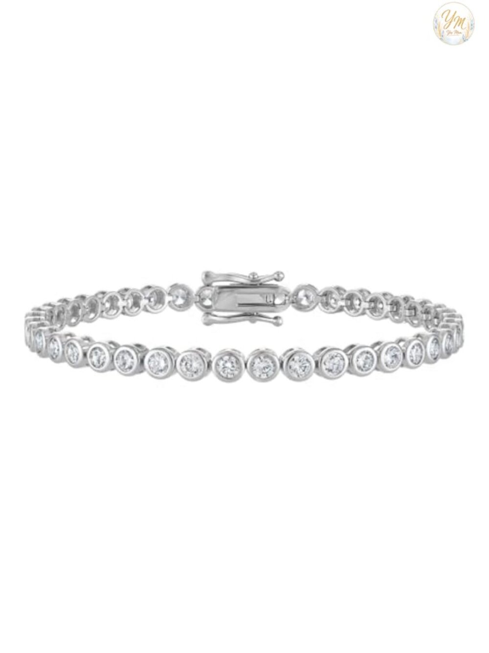 KISPER Tennis Bracelet 3mm Bezel Set CZ 24K Gold Plated Cubic Zirconia